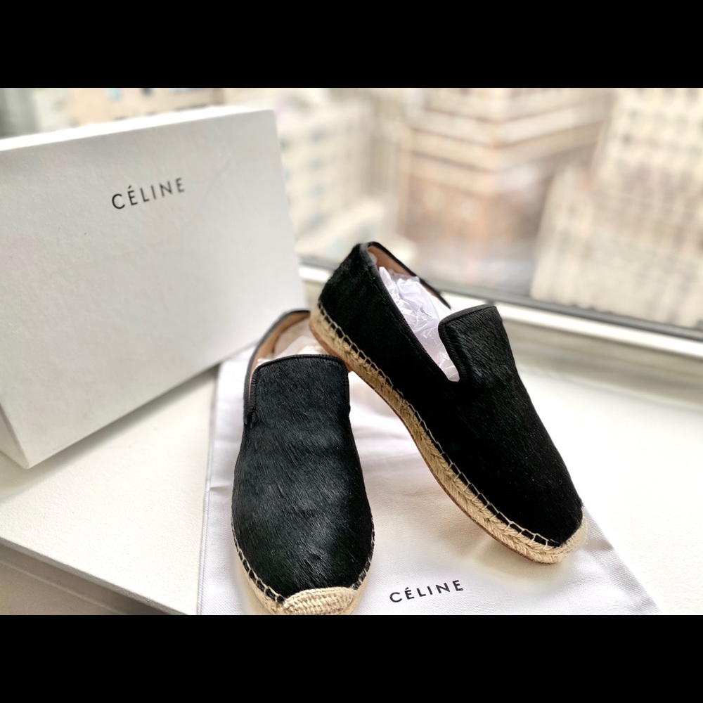 ❌SOLD❌ NWB CELINE Stacy Blk Ponyhair Espadrilles